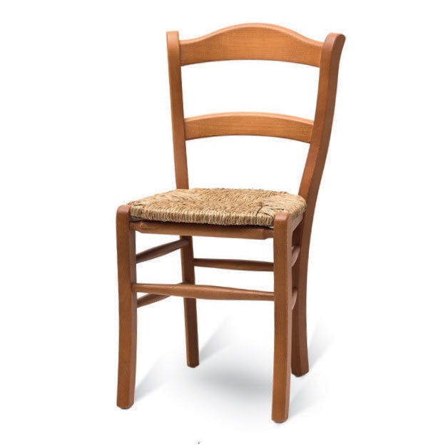 Holzstuhl mit Binsengeflecht-Sitz - K380
