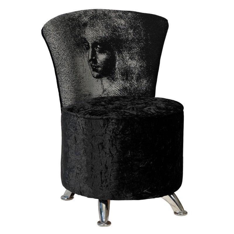 Niedriger Polsterhocker mit Metallbeinen - S001