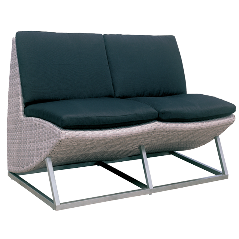 Zweisitzer-Sofa aus Aluminium-Rattan AP406