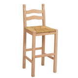 Holzbarhocker mit Binsengeflecht-Sitz - S5