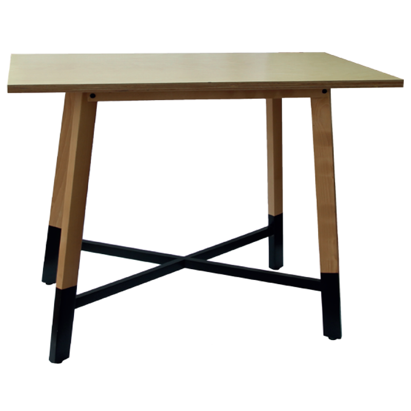 Holztisch ST239 – Massivbuche & Metallkreuzstrebe
