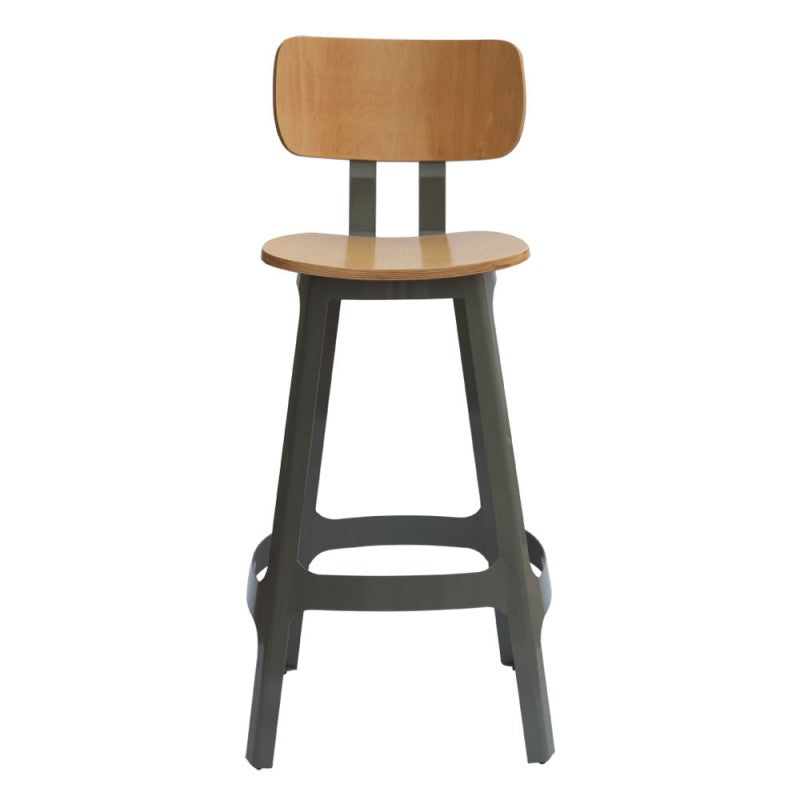 Metall-Barhocker mit Holzsitz - MS12XP
