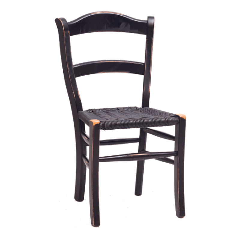 Holzstuhl mit geflochtenem Sitz - K380PL