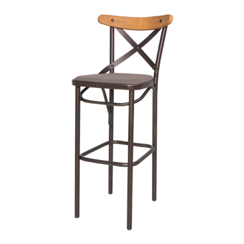 Metall-Barhocker mit Holzrückenlehne - MS34