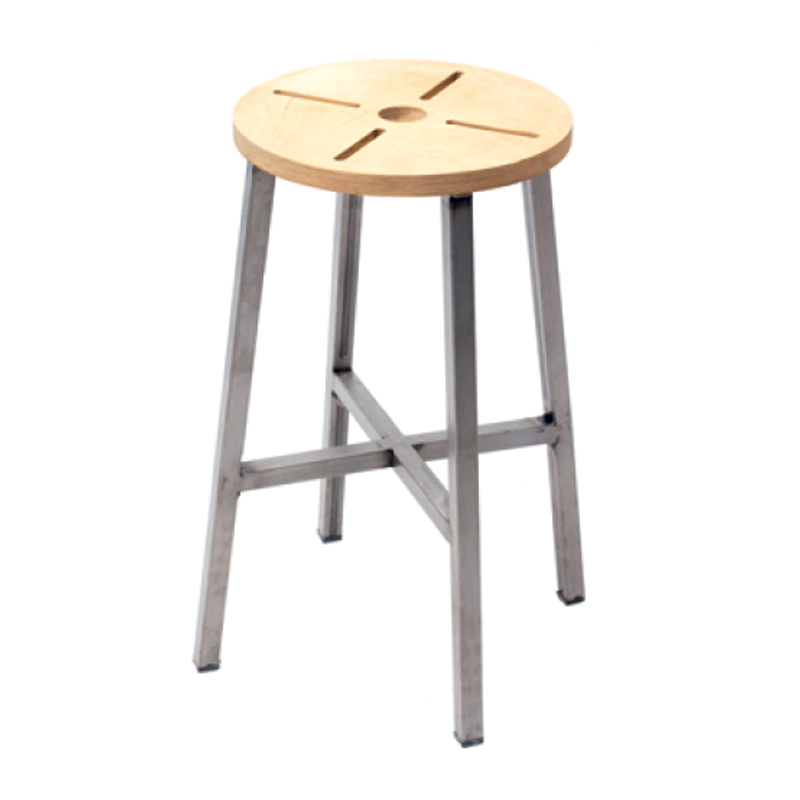 Metallhocker mit Holzsitz - MS29