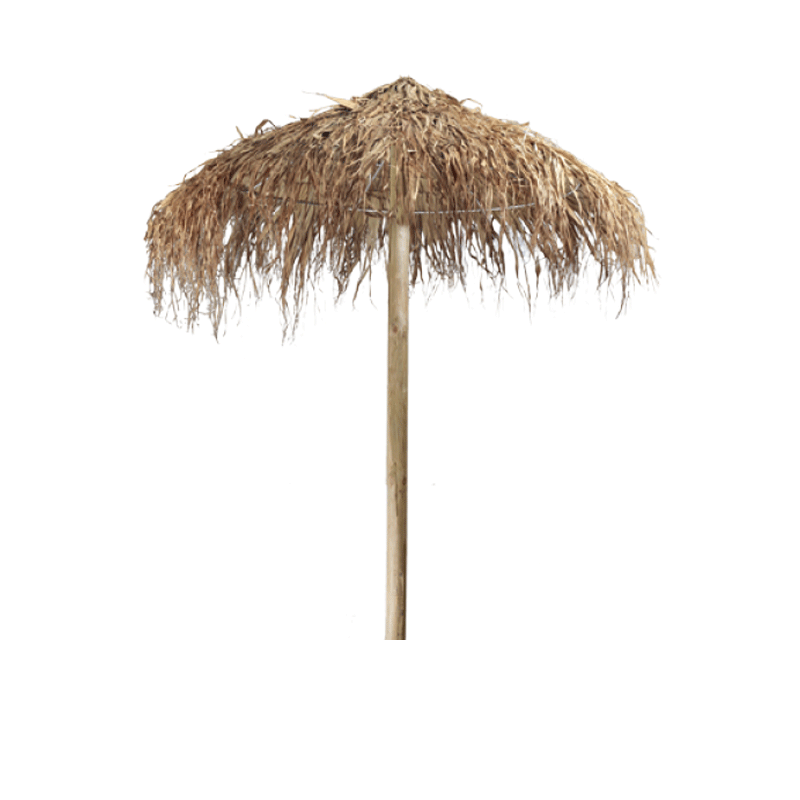 Holzschirm mit Bananenblatt-Dach - OK1