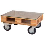 Niedriger Holz-Couchtisch mit Rollen - T605