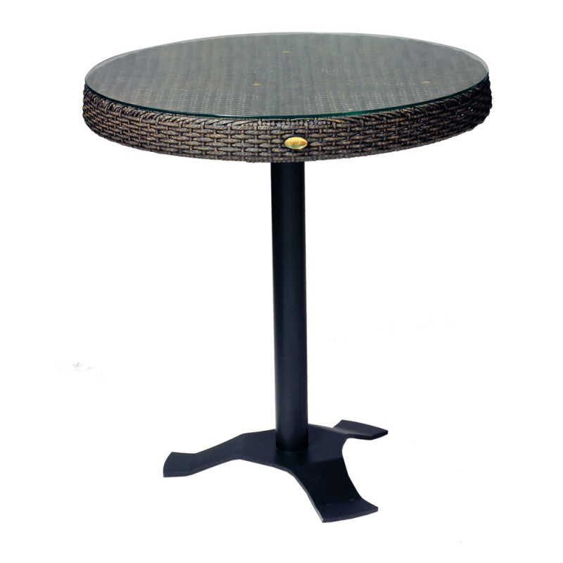 Runder Rattan-Tisch mit Glasplatte - T246