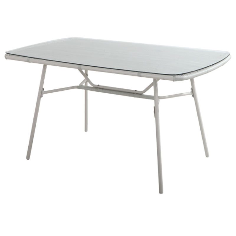 Aluminium-Tisch in Rattan-Optik mit Glasplatte - TP6715