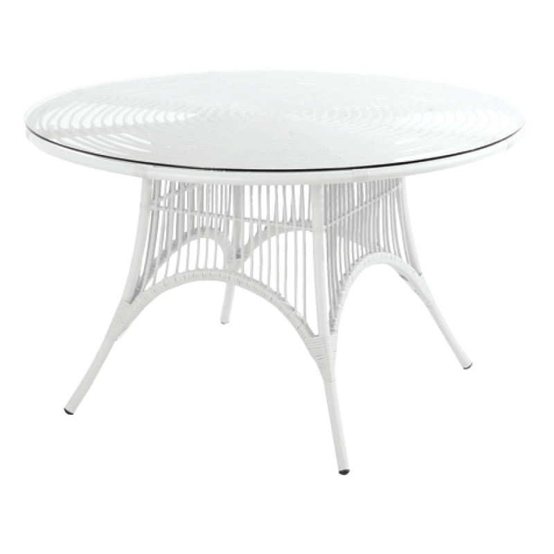 Runder Aluminium-Tisch mit Rattan-Geflecht - TP6716