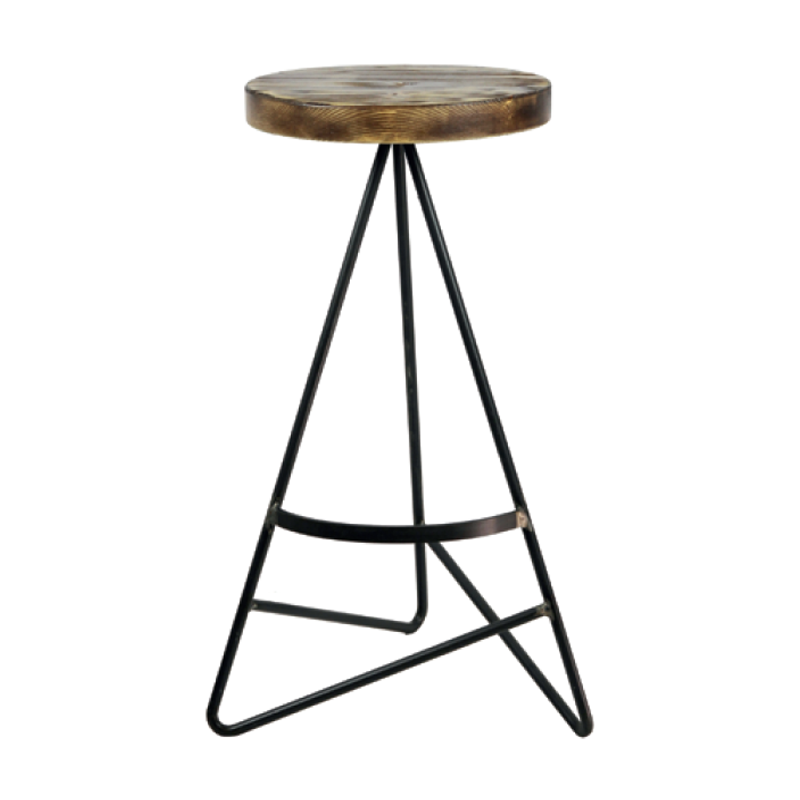 Metall-Barhocker mit Holzsitz - FS633