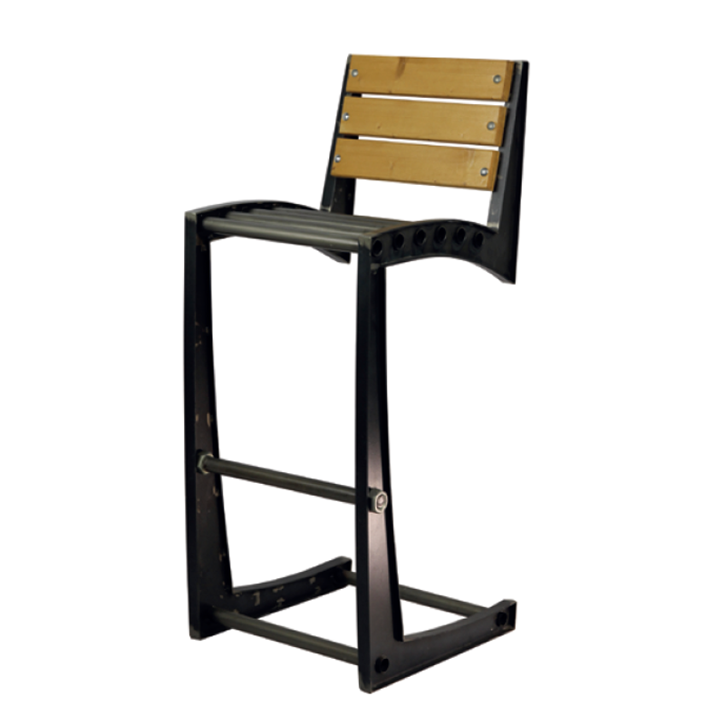 Metall-Barhocker mit Holzrückenlehne - FS637
