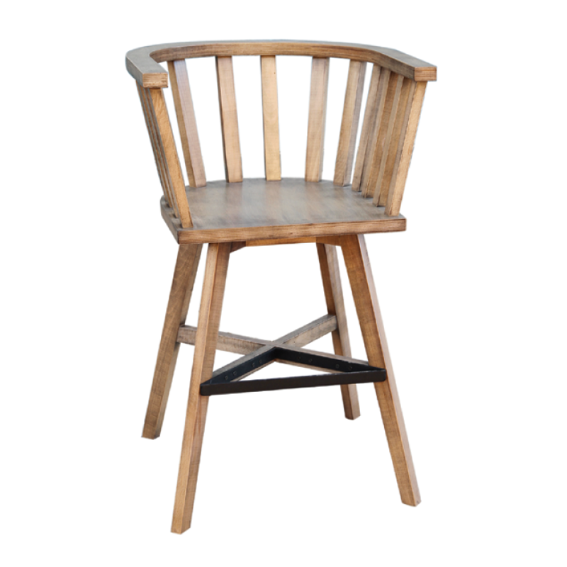 Holzhocker mit Rückenlehne - S900