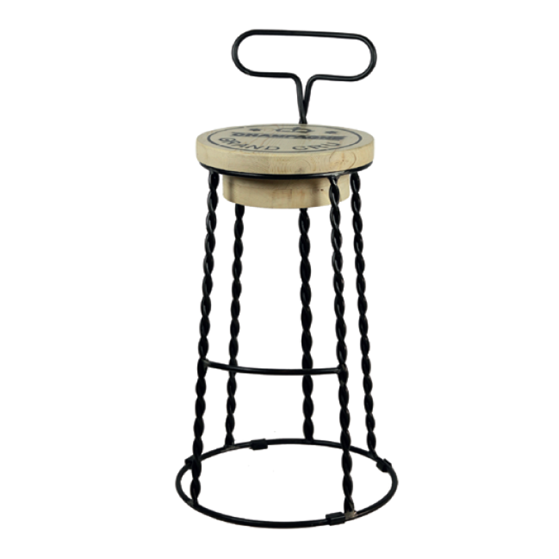 Metall-Barhocker mit Holzsitz - FS643