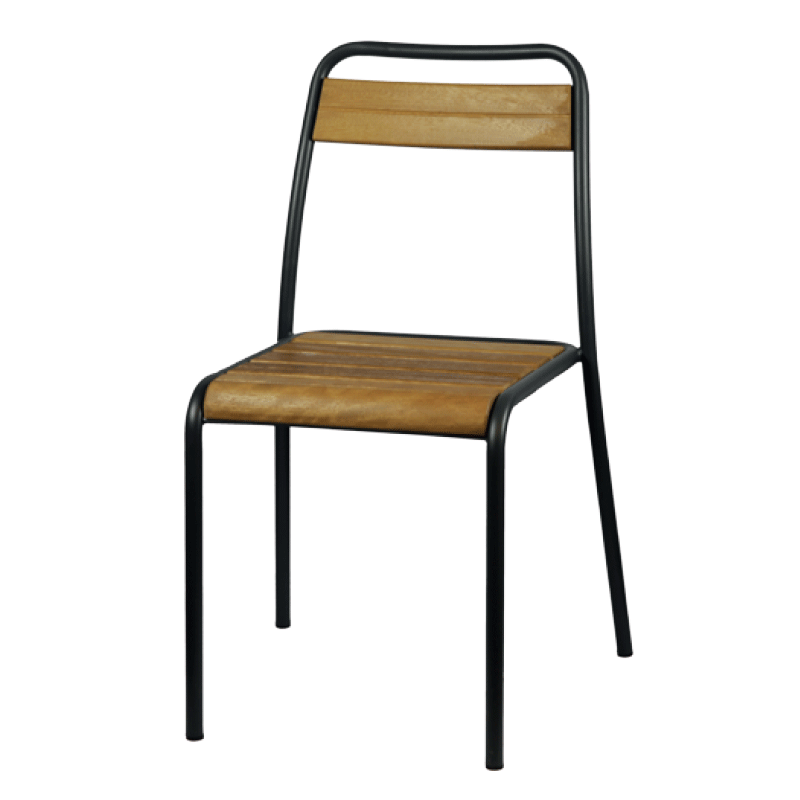 Metallstuhl mit Iroko-Holz - KIT84