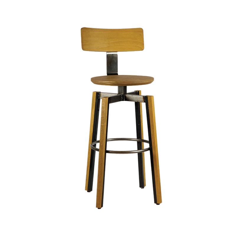 Barhocker aus Holz und Metall mit Rückenlehne - SIT88