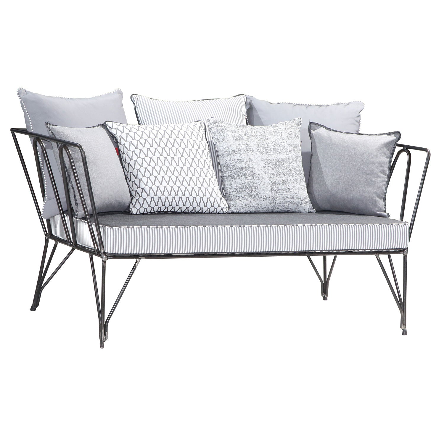 Sofa AE19 — Metallgestell mit Kissen