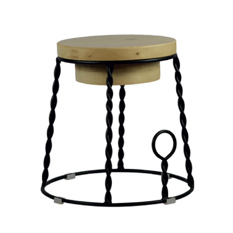 Hocker aus Metall mit Holzsitz - FS651