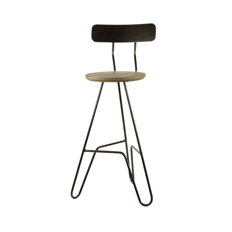 Metall-Barhocker mit Holzsitz - MS51