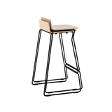 Metall-Barhocker mit Eichenholzsitz - MS54