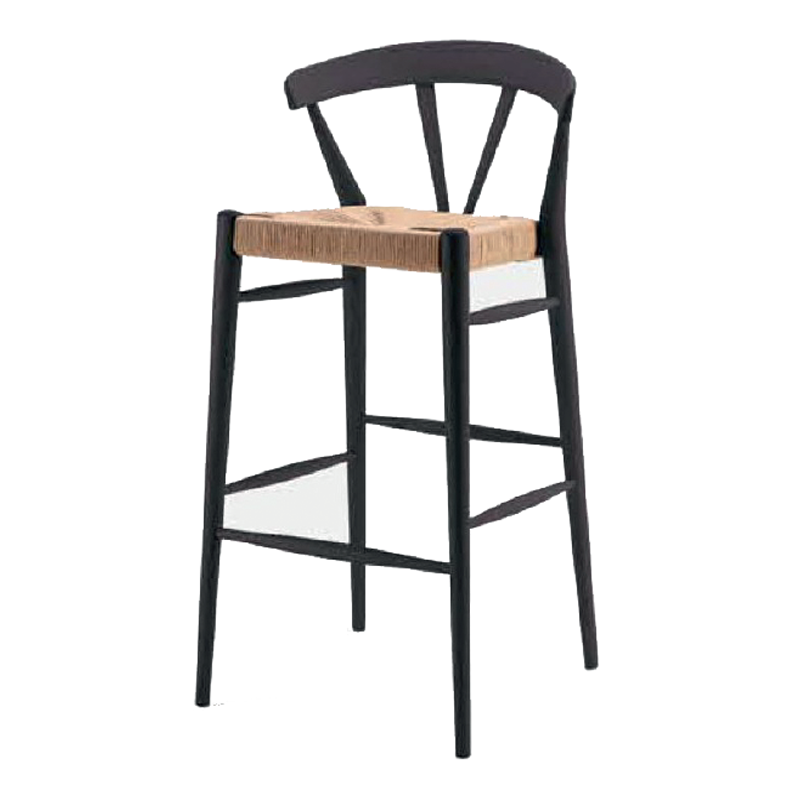 Barhocker aus Holz mit geflochtenem Sitz - SIT148