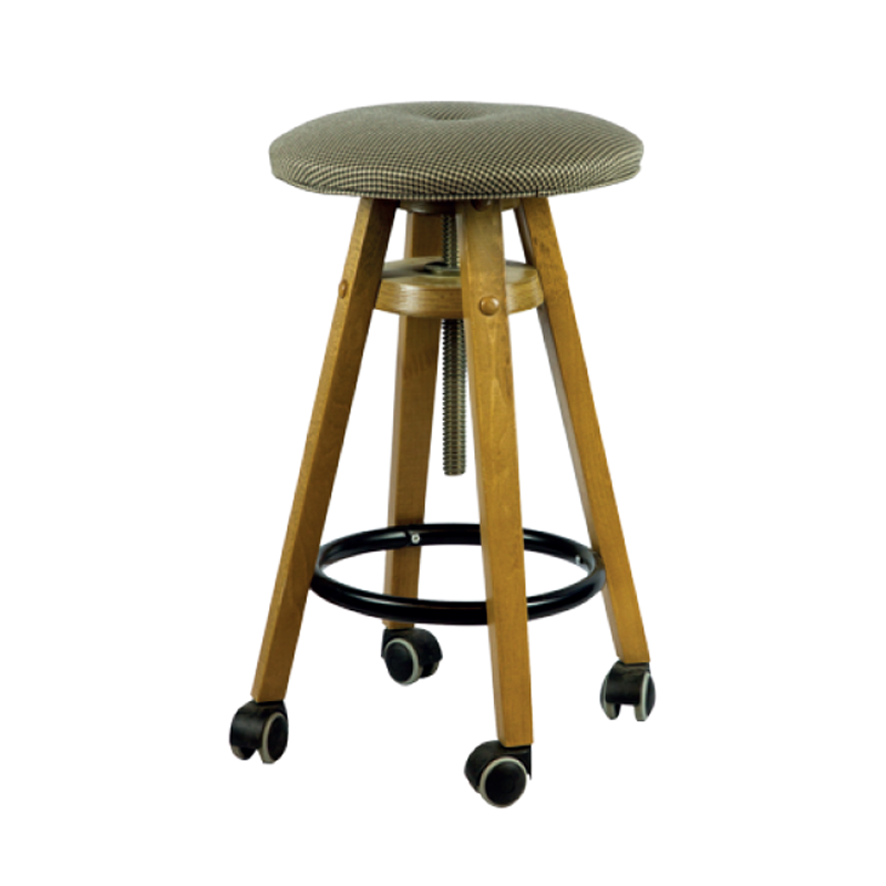 Holzhocker mit Rädern und Höhenverstellung - S183