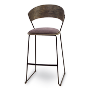 Metall-Barhocker mit Holzrücken - S993