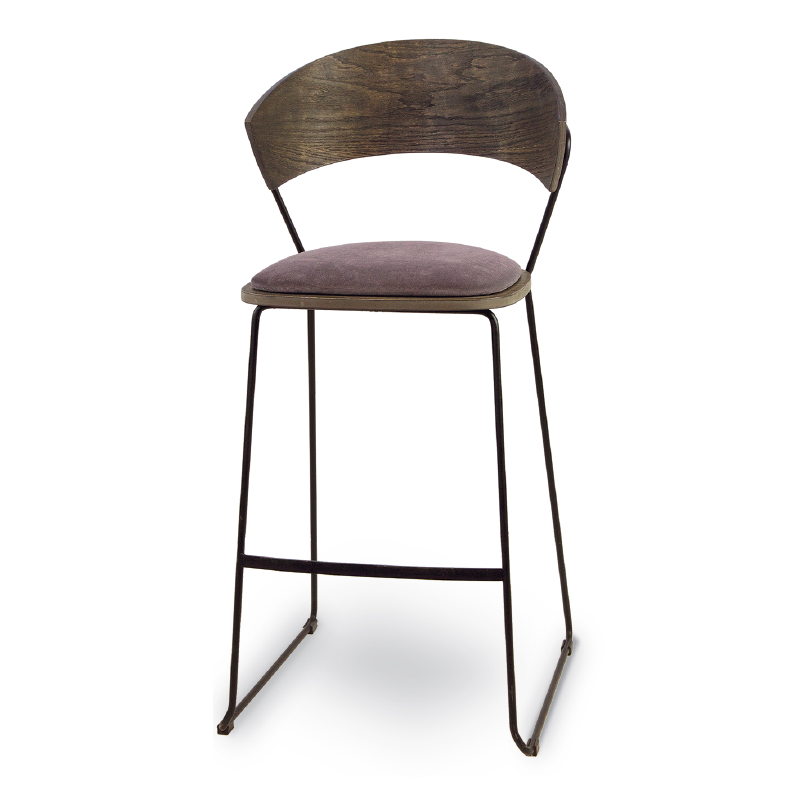 Metall-Barhocker mit Holzrücken - S993