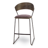 Metall-Barhocker mit Holzrücken - S993