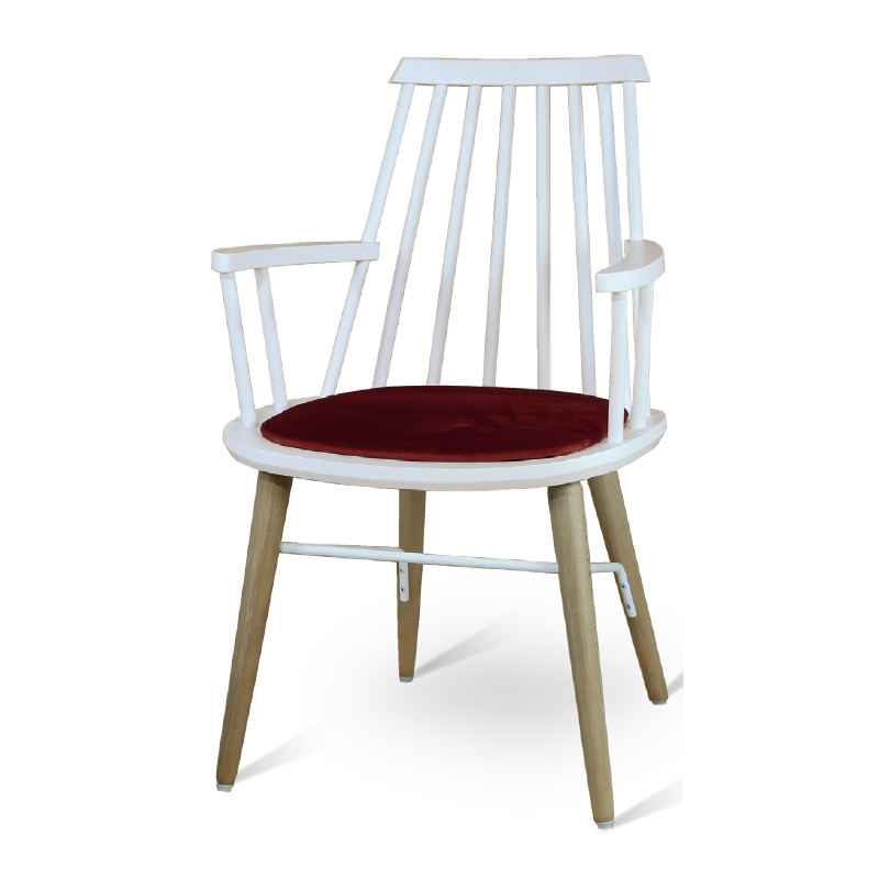 Holz-Armlehnstuhl mit Metallgestell - P803