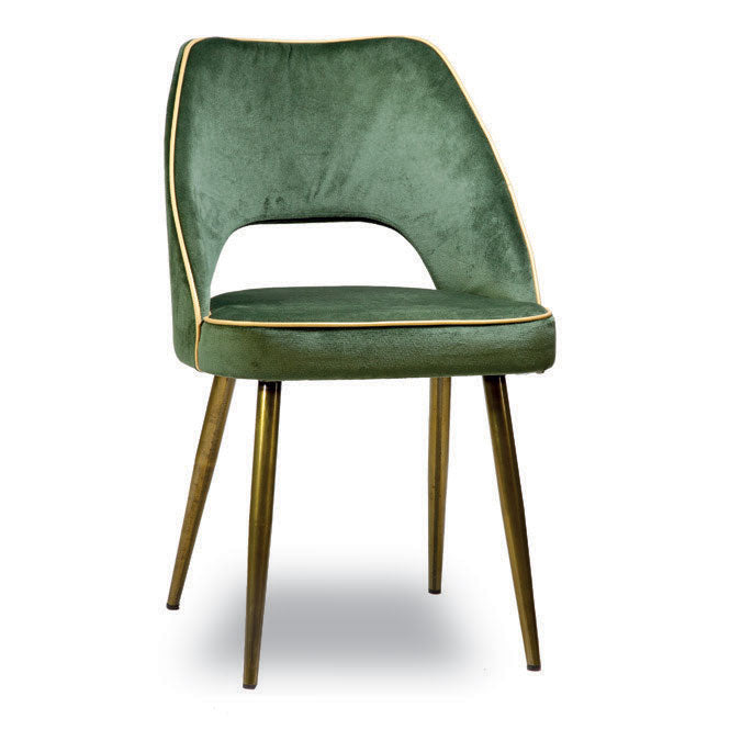 Metallstuhl K878 — Samtpolsterung & Golddetails