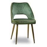 Metallstuhl K878 — Samtpolsterung & Golddetails