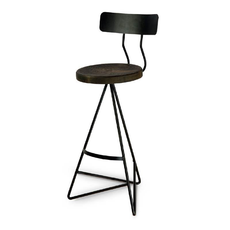 Metall-Barhocker mit Holzsitz - MS68