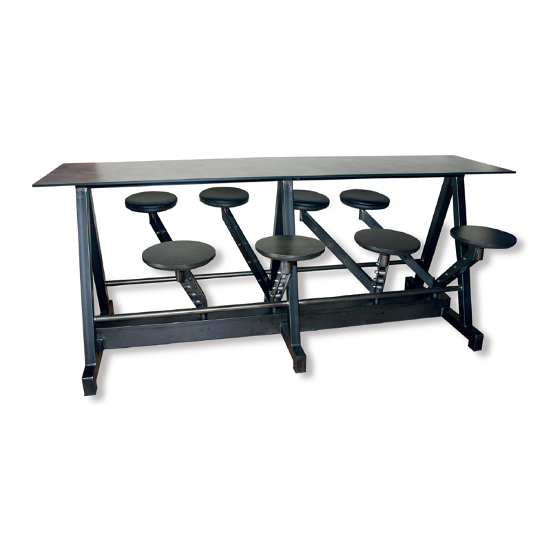 Metalltisch mit integrierten Drehhockern - ST245