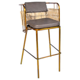 Metall-Barhocker mit handgeflochtenem Kordel-Rücken - S81P
