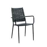 Metall-Armlehnstuhl mit handgeflochtenem Seilrücken - P635P