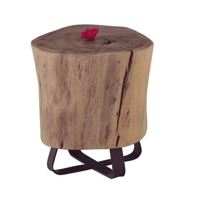 Massivholz-Hocker mit Metallgestell - S106Z