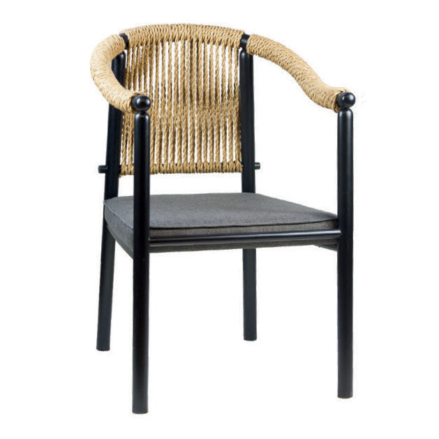 Holzsessel mit handgeflochtenem Rücken - P327P