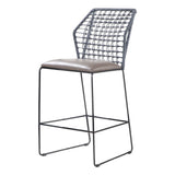 Metallhocker mit handgeflochtenem Kordel-Rücken - MS100P