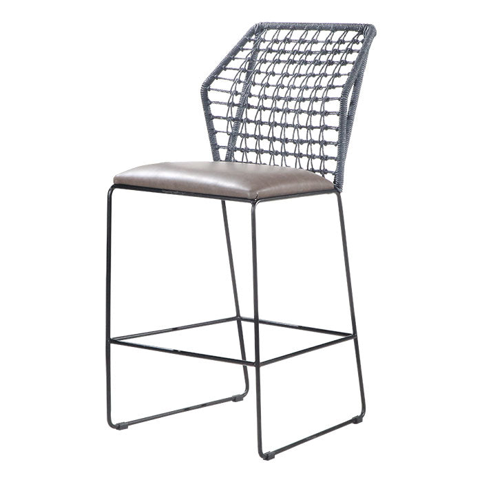 Metallhocker mit handgeflochtenem Kordel-Rücken - MS100P
