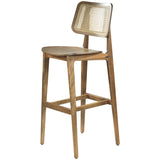Barhocker aus Holz mit Rohrgeflecht-Rücken - S163
