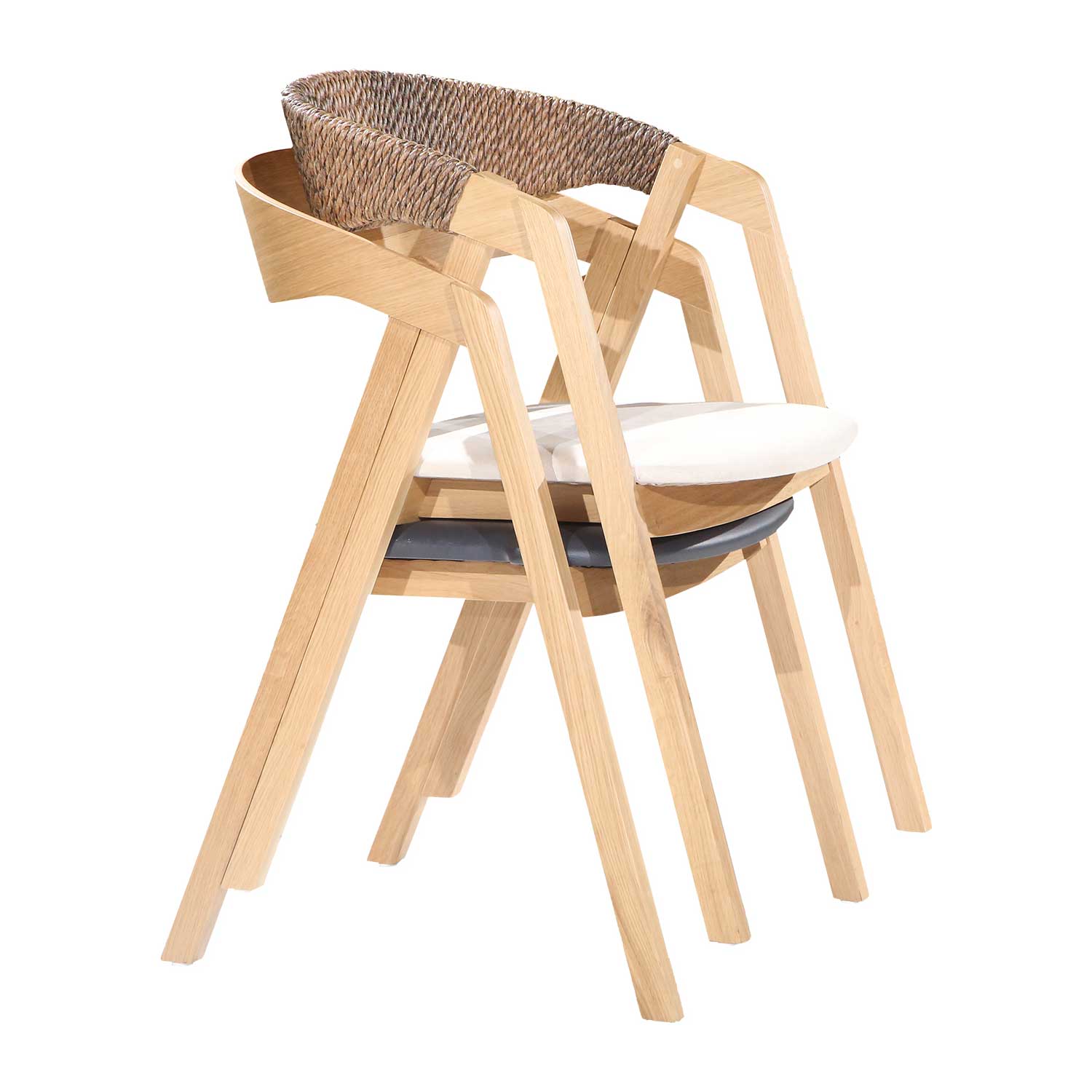 Holzsessel mit handgeflochtenem Rücken - P289P