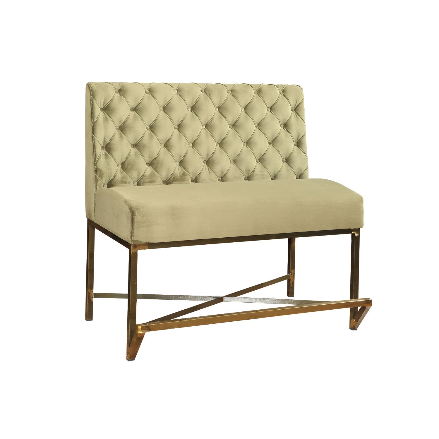 Barstühel-Sofa mit Chesterfield-Steppung und Metallgestell - AM6KAP