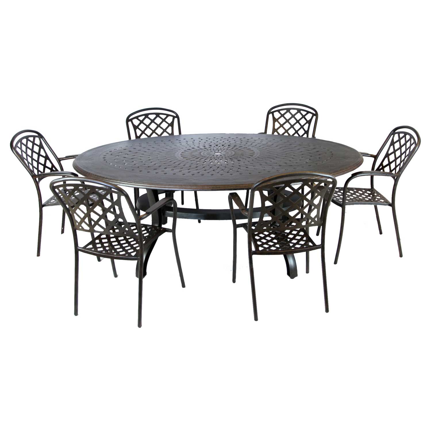 Aluminiumguss-Set SET203 — Tisch & 6 Sessel