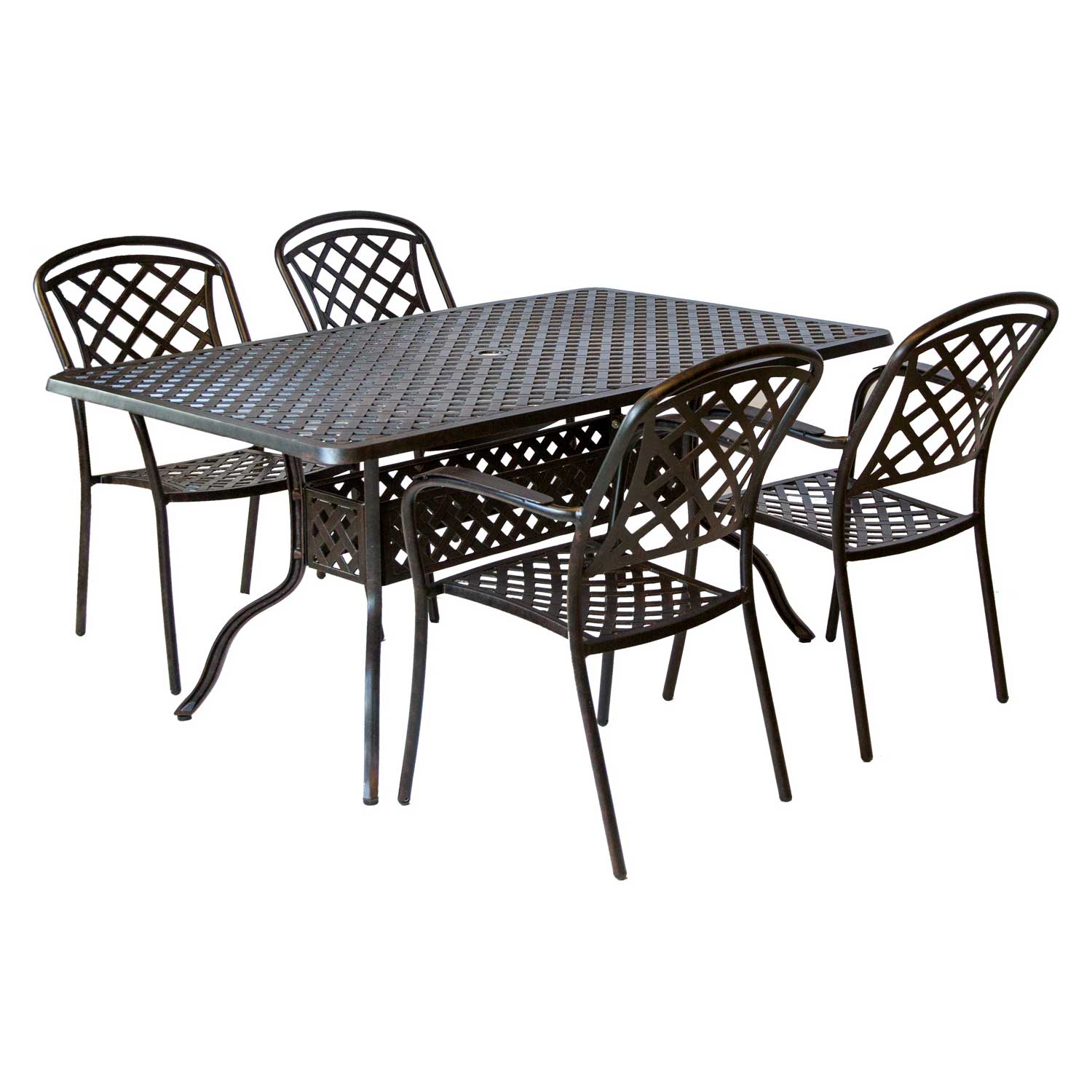 Aluminiumguss-Set SET204 — Tisch & 4 Sessel