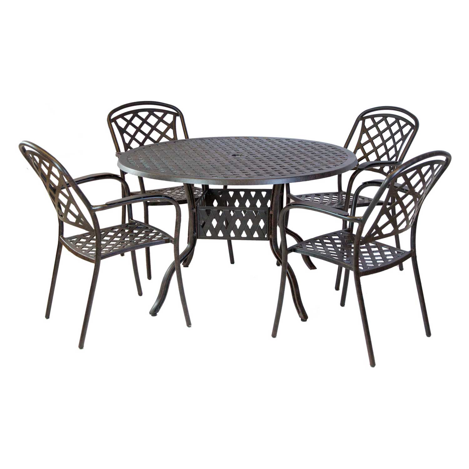 Aluminiumguss-Set SET205 — Tisch & 4 Sessel