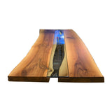 Massivholz Tischplatte Nussbaum 4cm mit Glasfluss