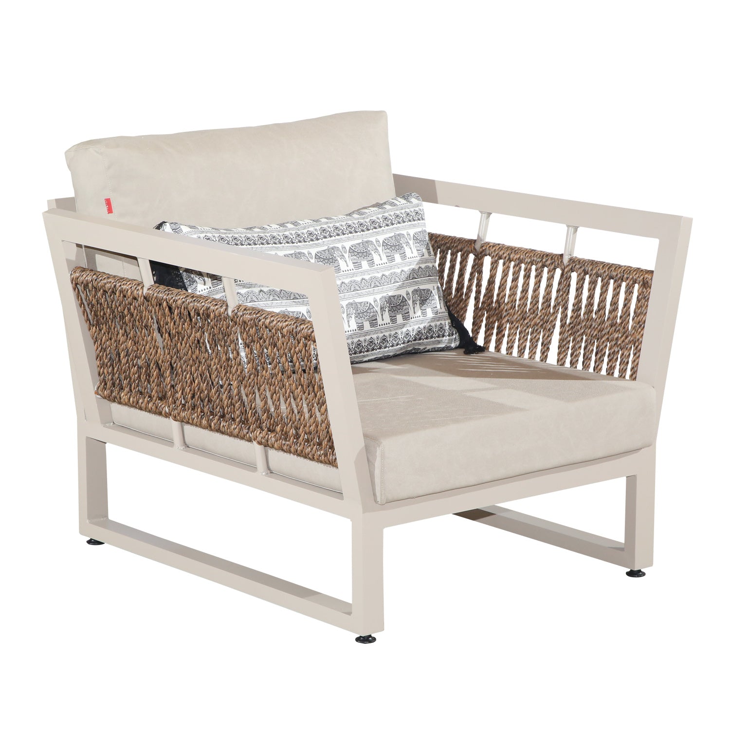 Aluminium-Sessel mit handgeflochtenem Seilgeflecht – PM39