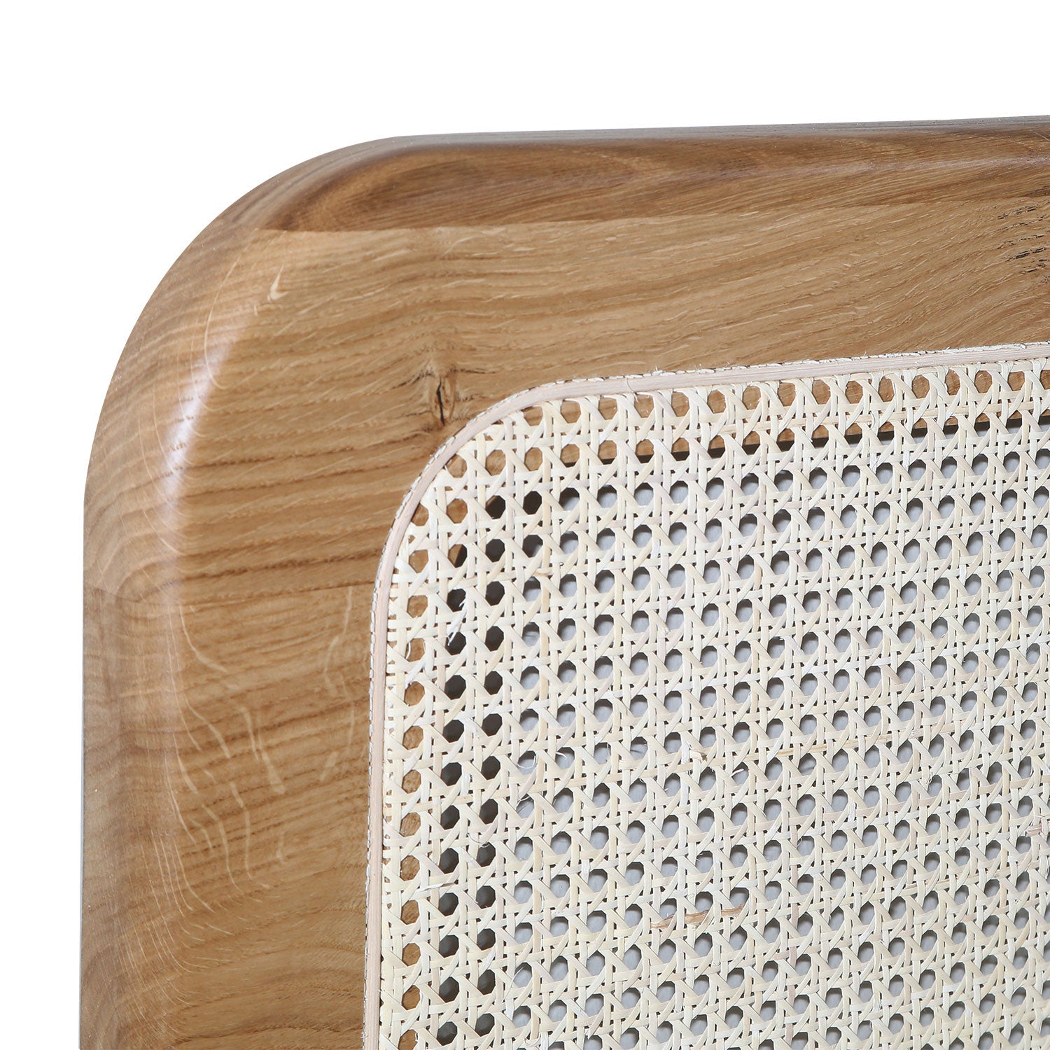 Bettkopfteil aus Massivholz Eiche mit Rattan - BH3