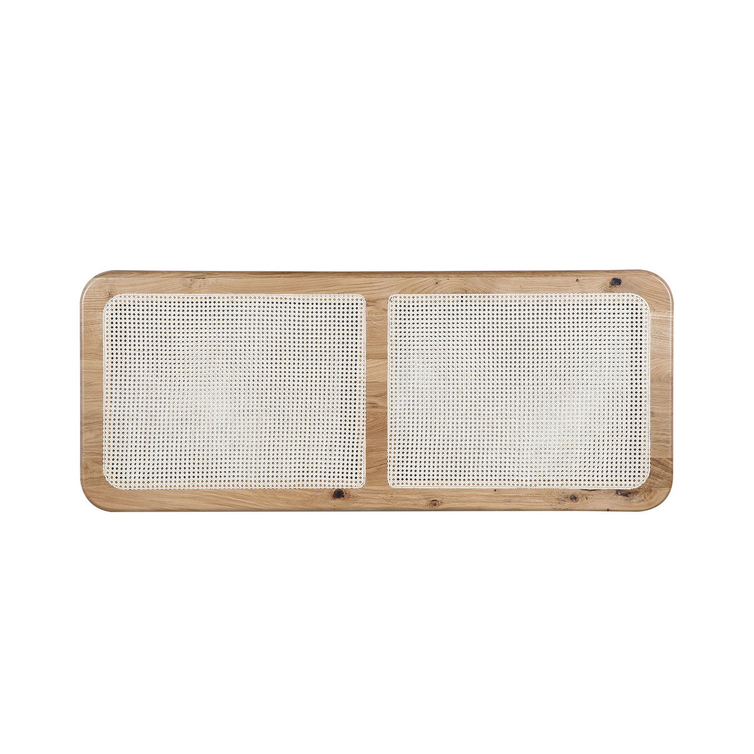 Bettkopfteil aus Massivholz Eiche mit Rattan - BH3